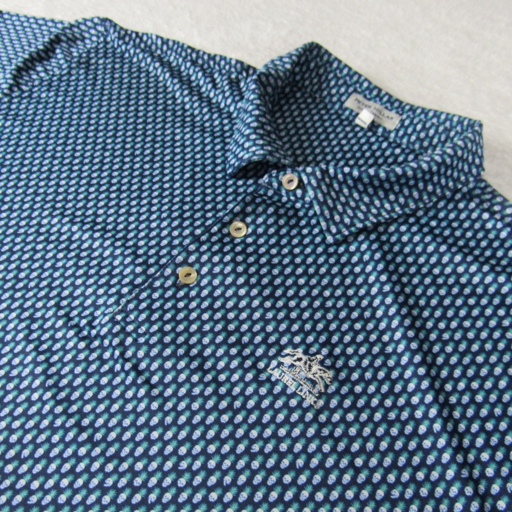 Peter Millar Polo Shirt‎ Mens XXL Blue Skull Pineapple Laurel Links